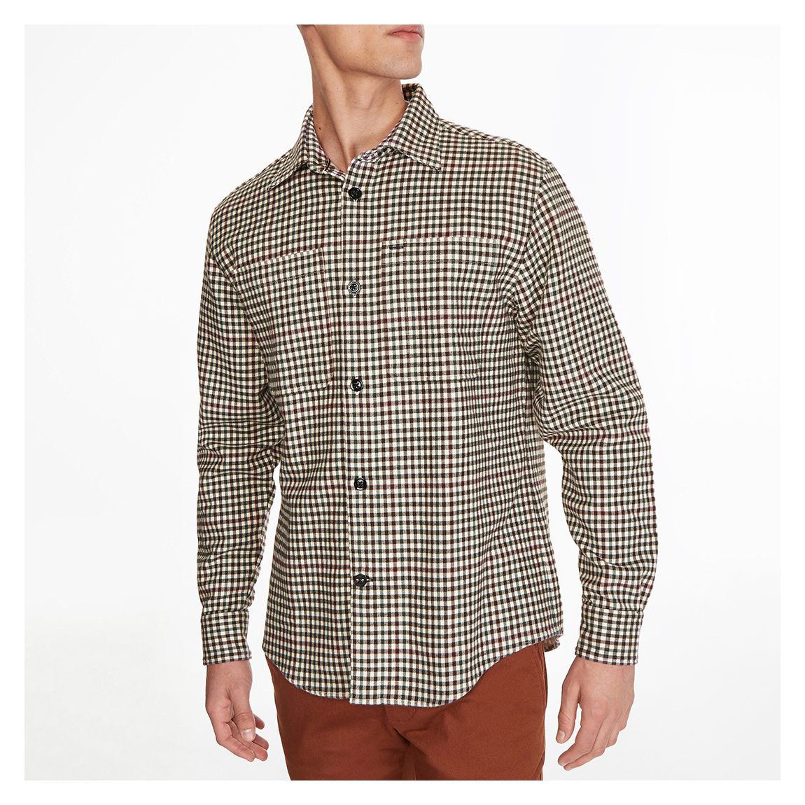 Brown Bonded Tattersall Check Cotton Shirt main product photo