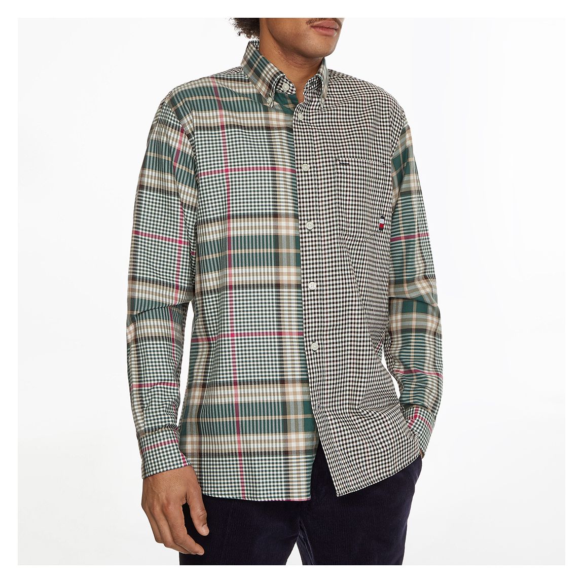 Multi Tattersall Blocking Cotton Shirt main product photo