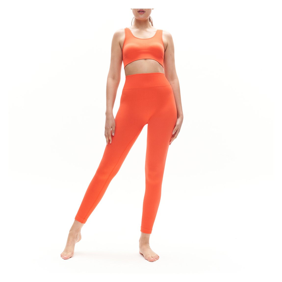 Orange All Day Ribbed High Waist Leggings main product photo