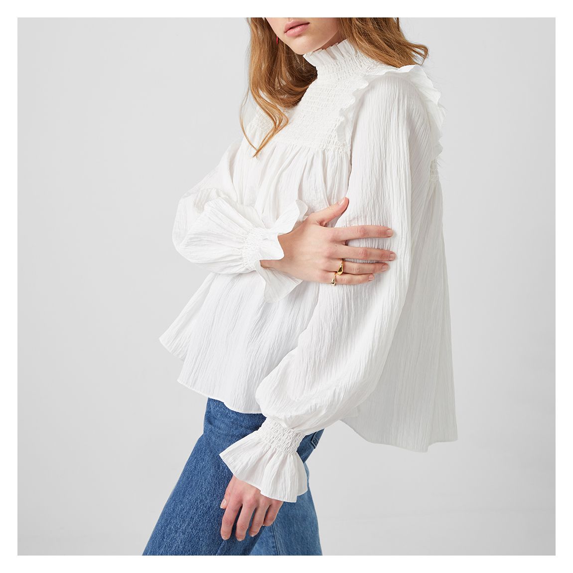 White Boza Neck Top main product photo