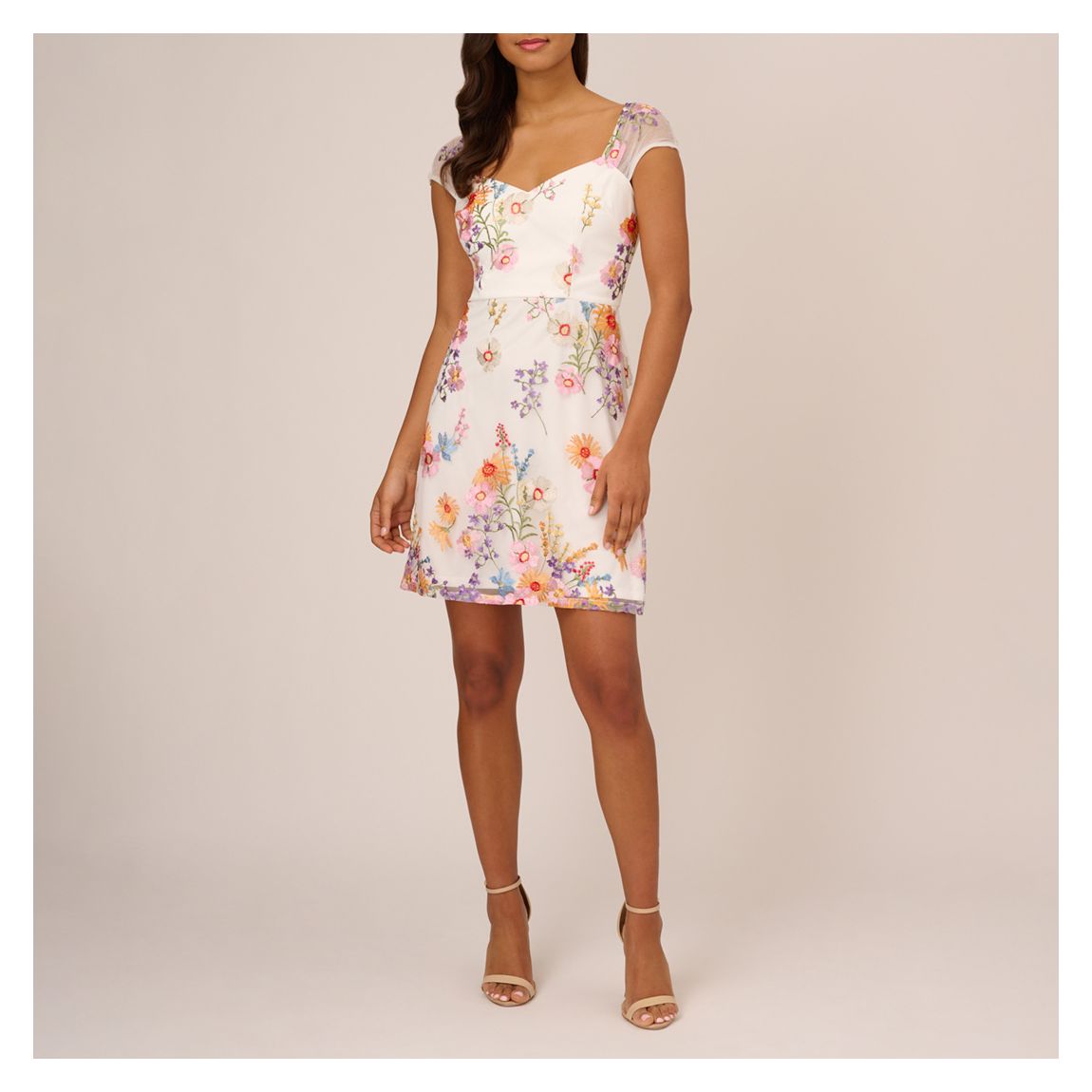 Ivory Multi Floral Embroidery Dress main product photo