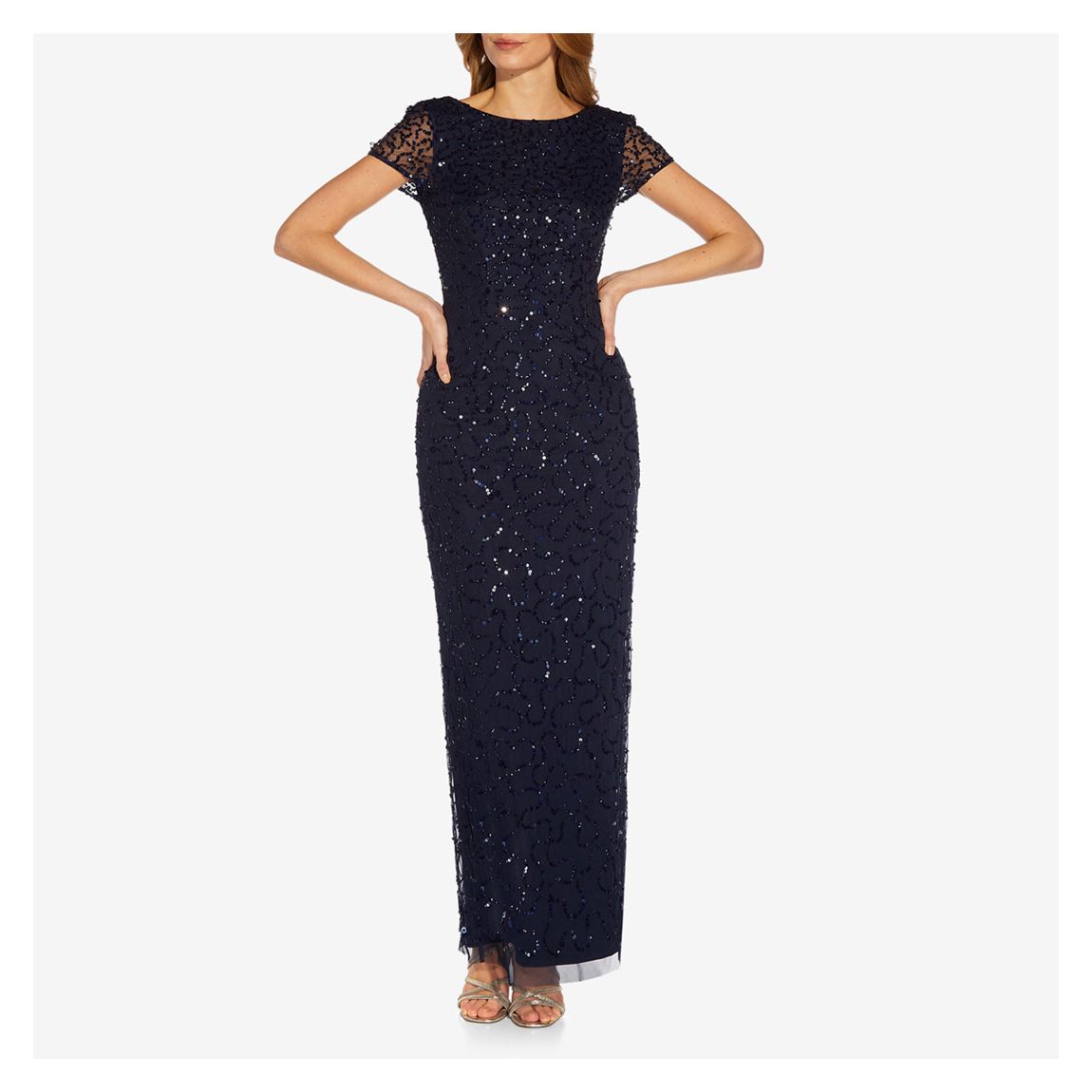 Navy Beaded Short Sleeve Dress main product photo