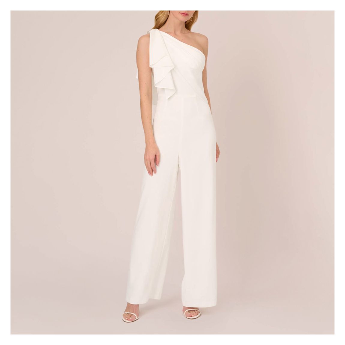Ivory Satin Crepe Draped Jumpsuit main product photo