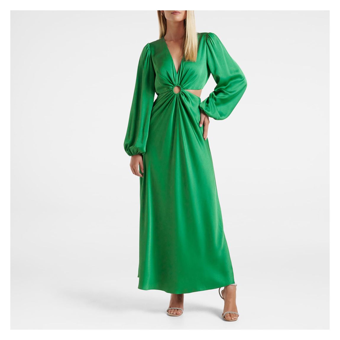 Green Giselle Cut Out Satin Midi Dress main product photo