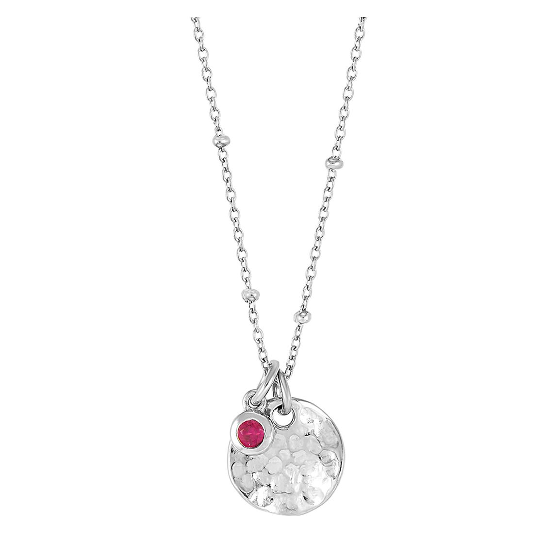 Silver Hammered Disc & Ruby Array Necklace main product photo