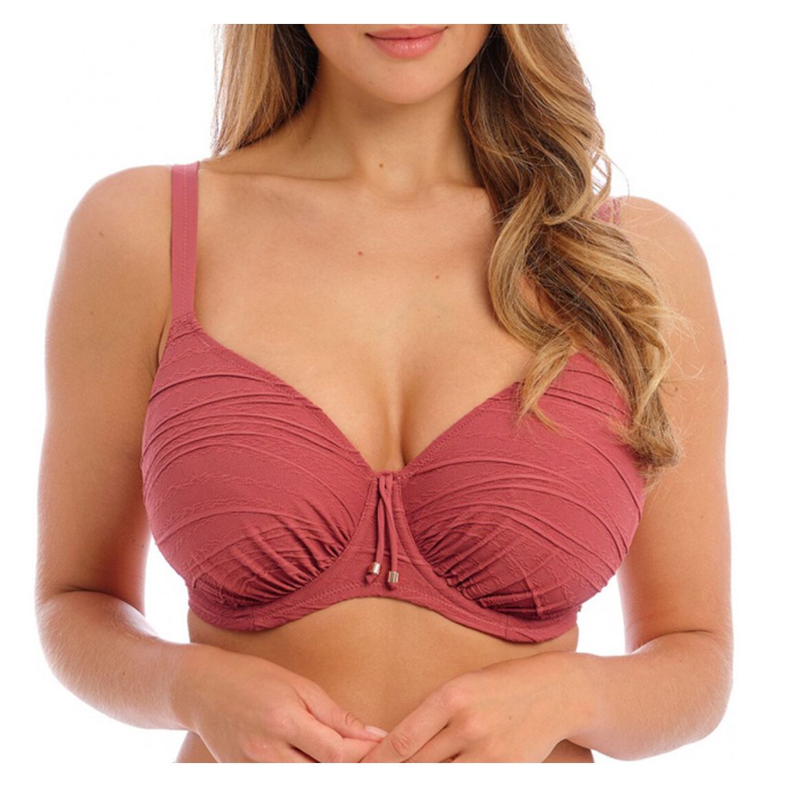 Pink Beach Wave Gathered Full Cup Bikini Top main product photo