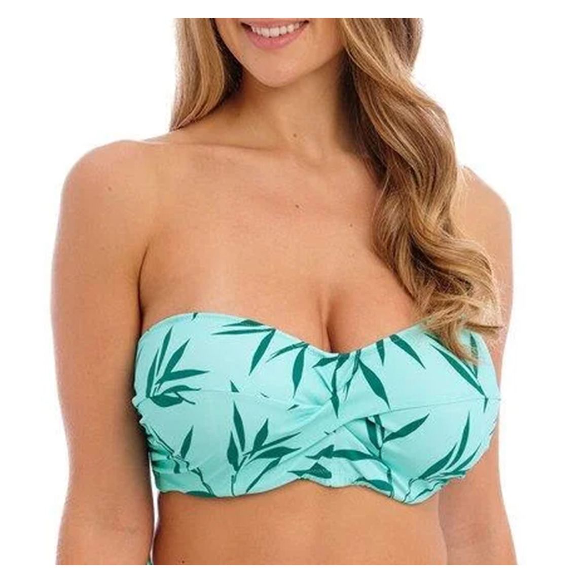 Blue Printed Luna Bay Twist Bandeau Bikini Top main product photo