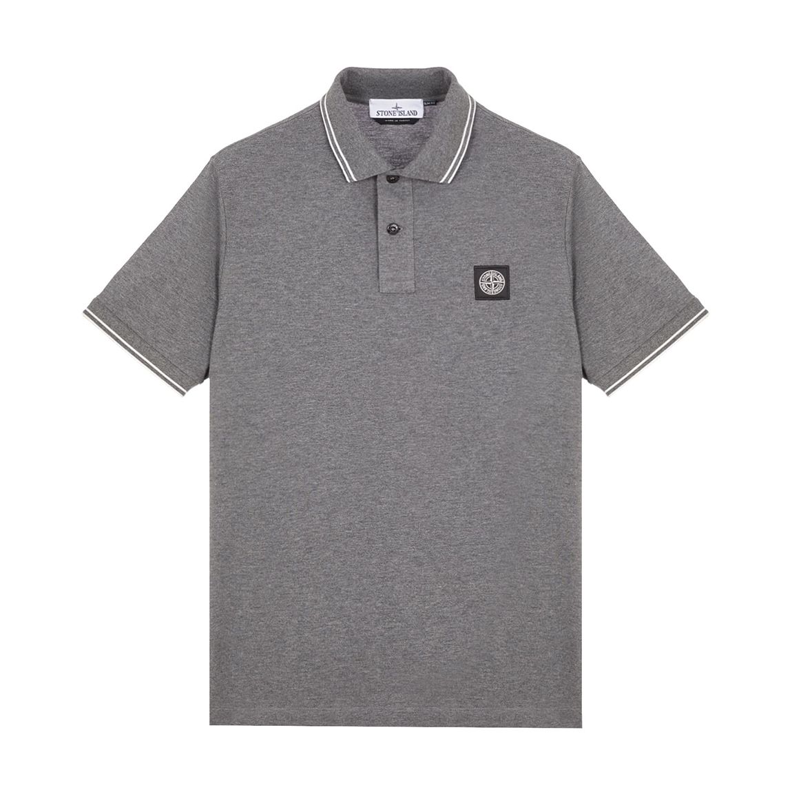 Grey Contrast Trims Cotton Blend Polo Shirt main product photo