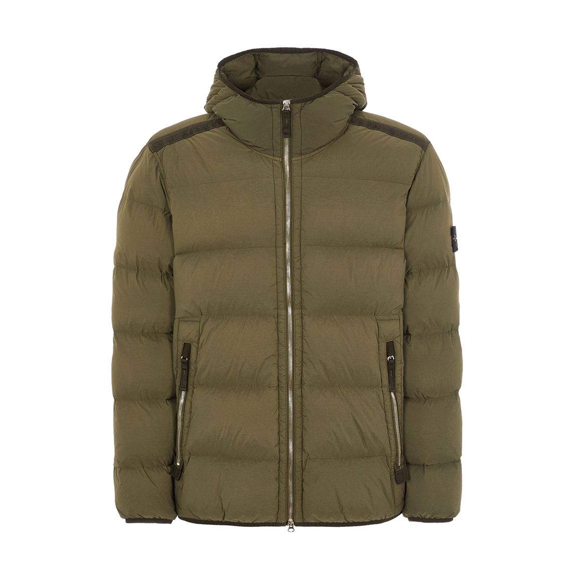 Khaki Nylon Down Puffer Coat main product photo