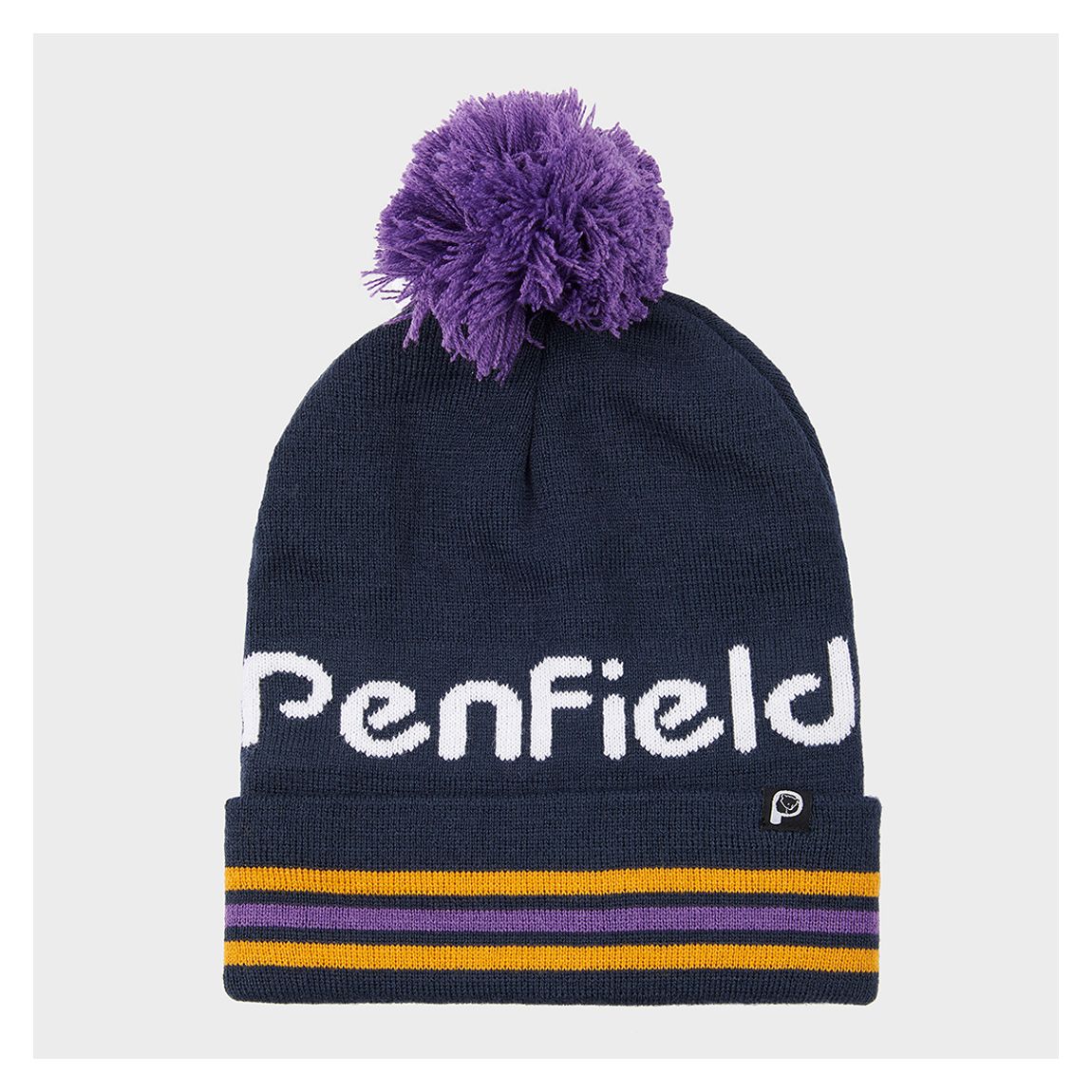 Navy Penfield Intarsia Knit Striped Bobble Hat main product photo