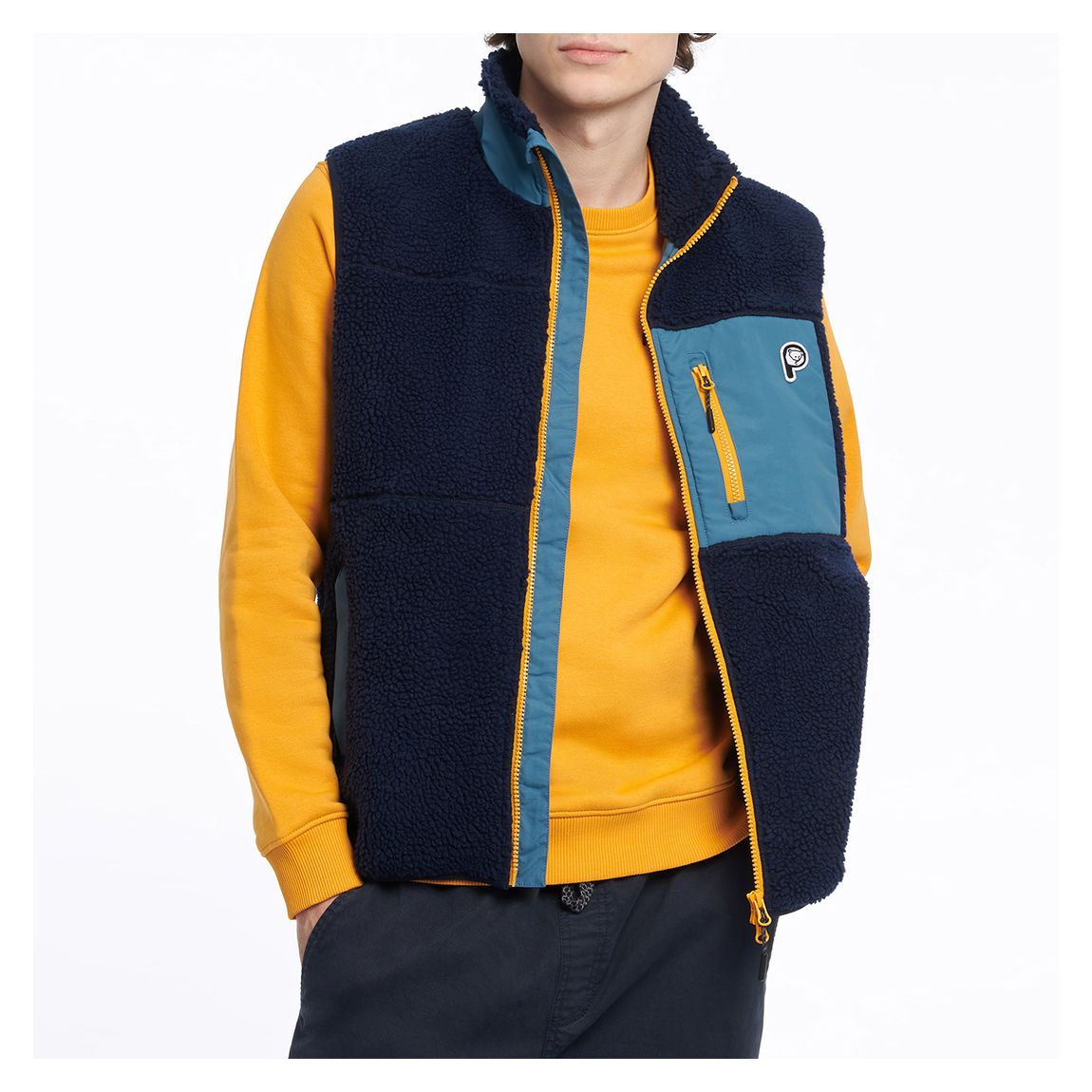 Navy P Bear Colour Block Gilet main product photo