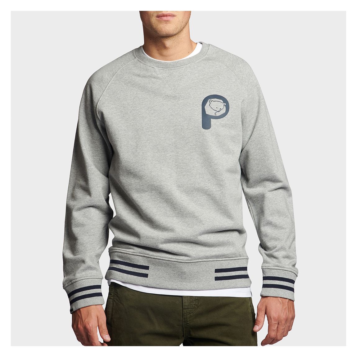 Grey Cotton P Bear Chest Print Sweatshirt main product photo