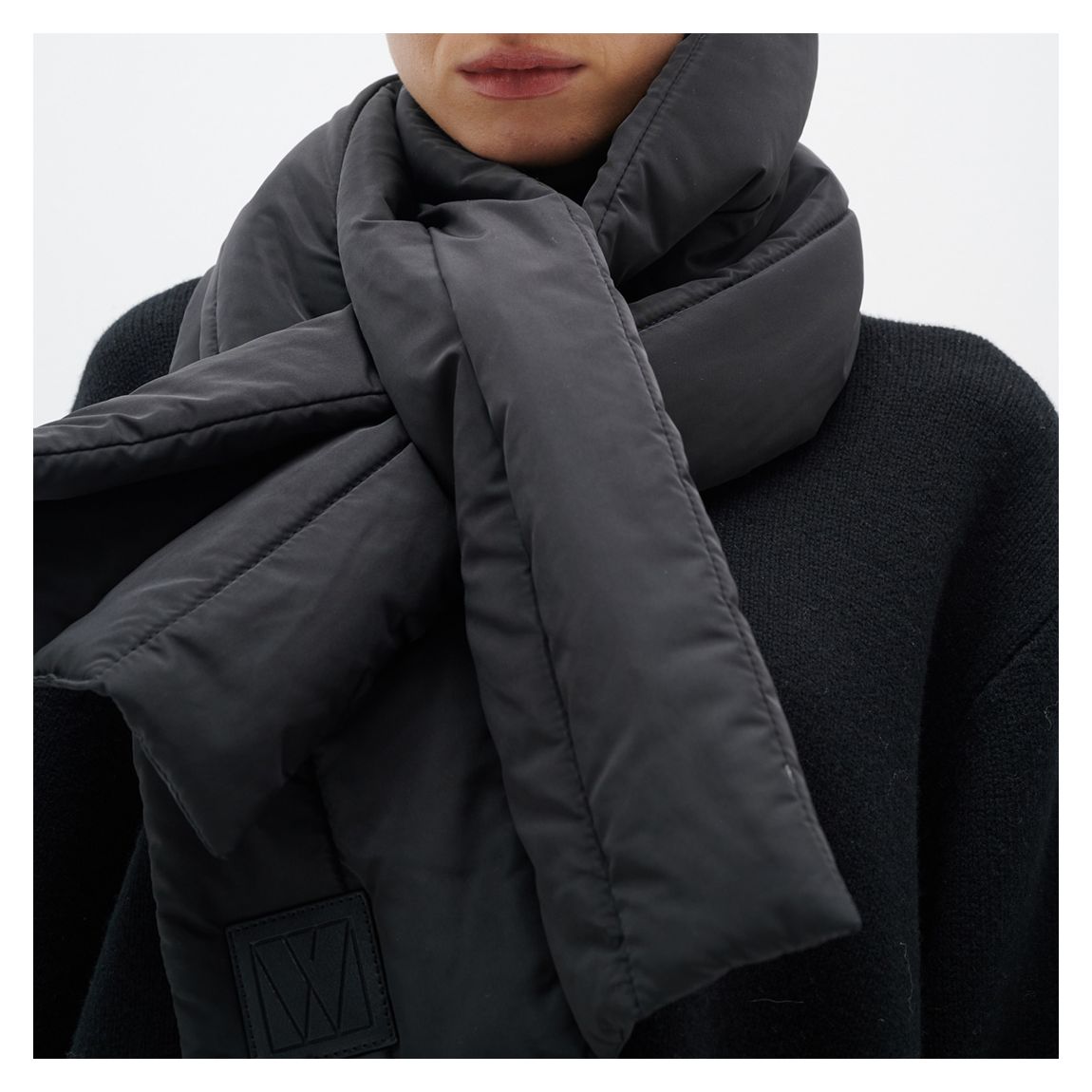 Black Unona Quilted Scarf main product photo