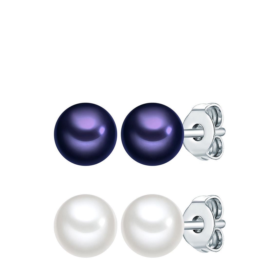 White Shell Pearl Earrings Set of 2 main product photo