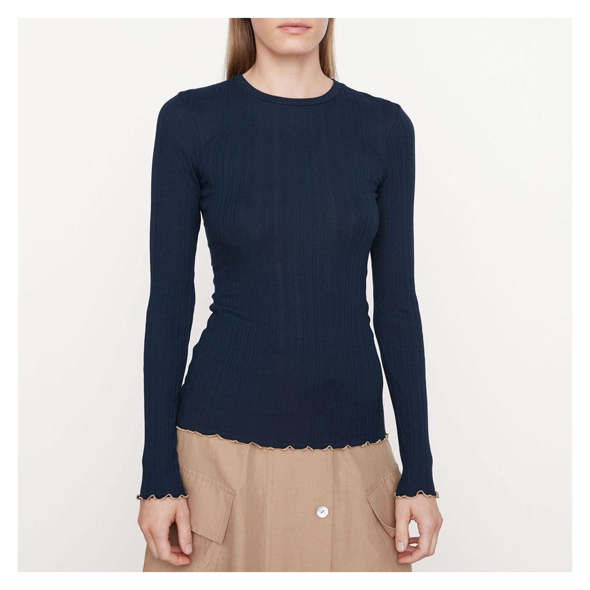 Black Cotton Blend Ribbed Top main product photo