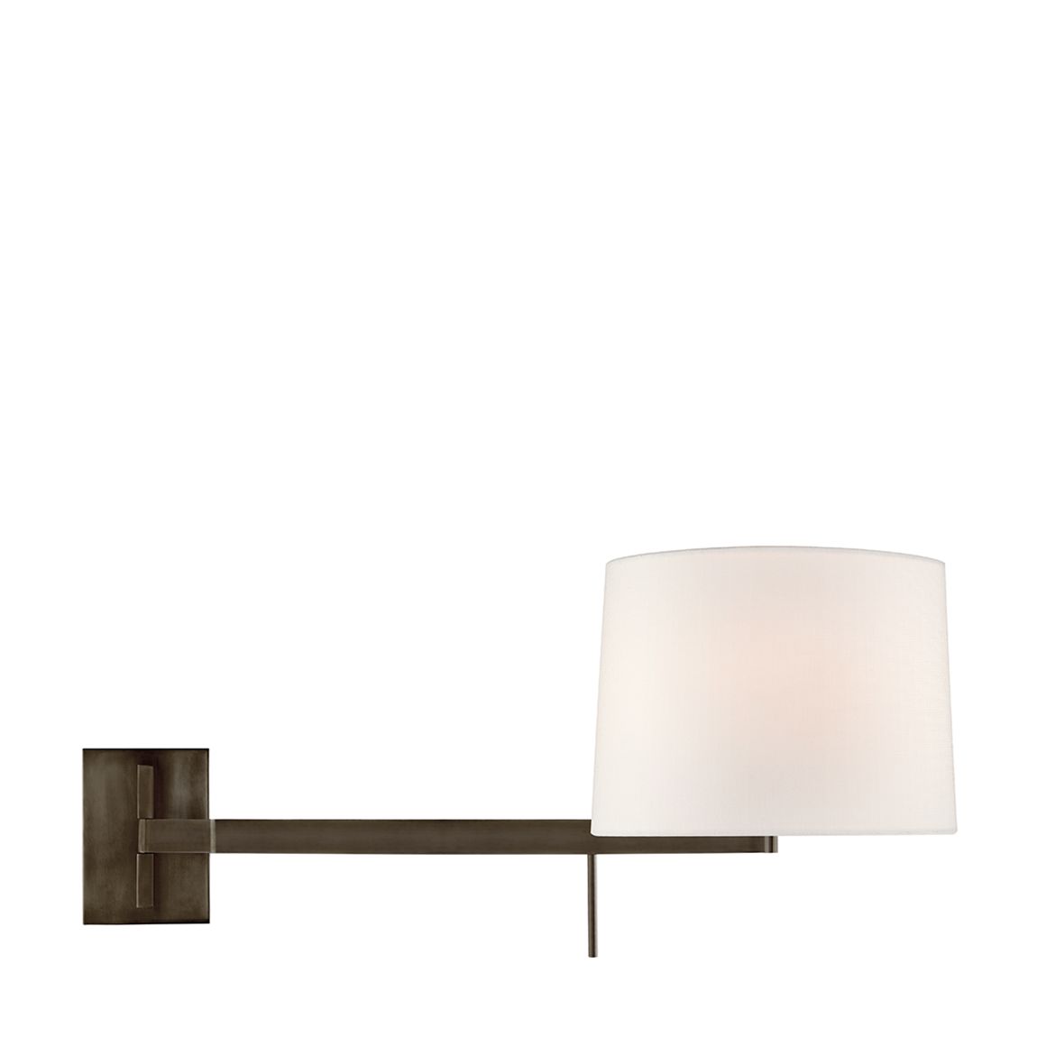 Sweep Medium Left Articulating Sconce in Bronze with Linen Shade main product photo