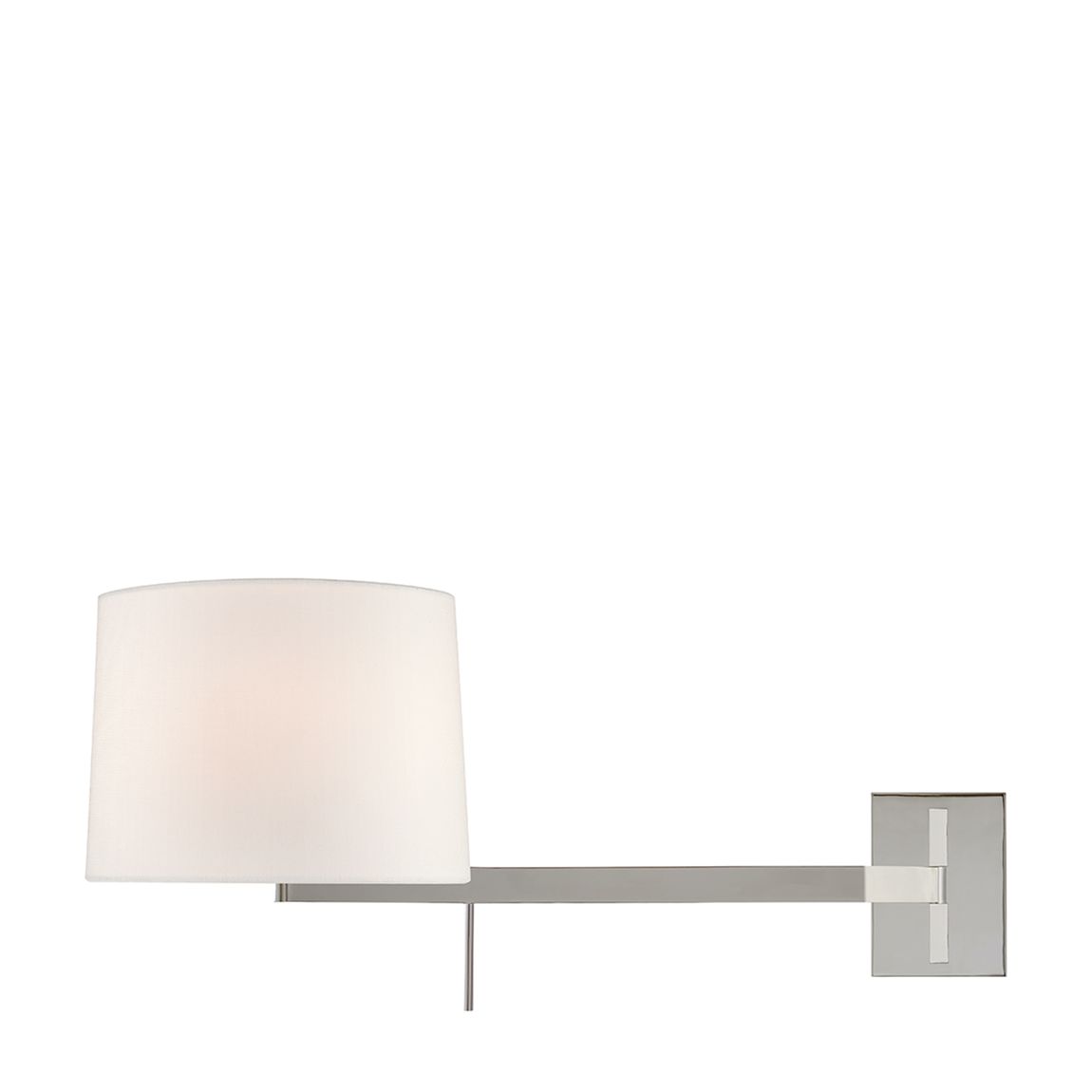 Sweep Medium Right Articulating Sconce in Polished Nickel with Linen Shade main product photo