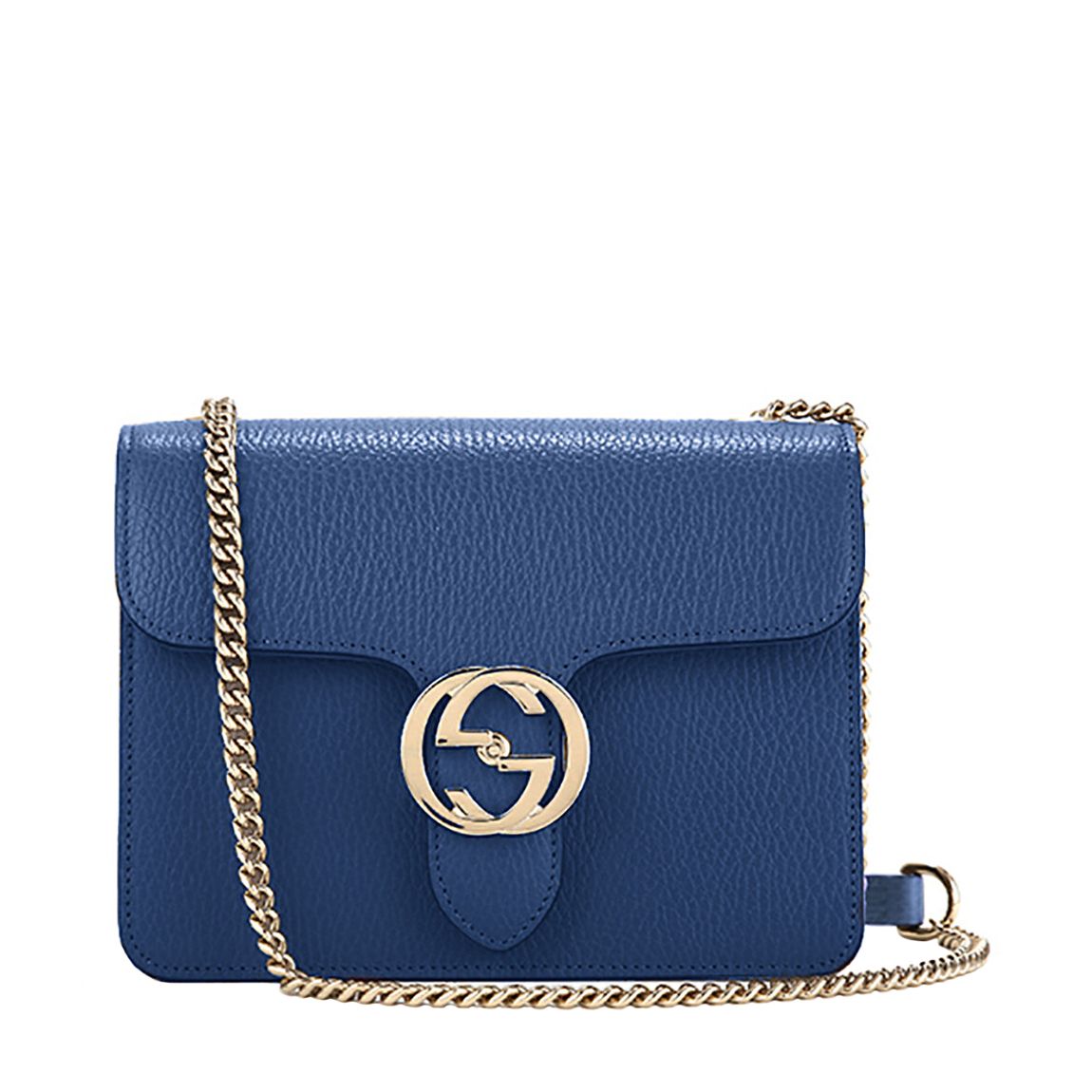 Blue Gucci Leather Medium Interlocking GG Shoulder Bag main product photo