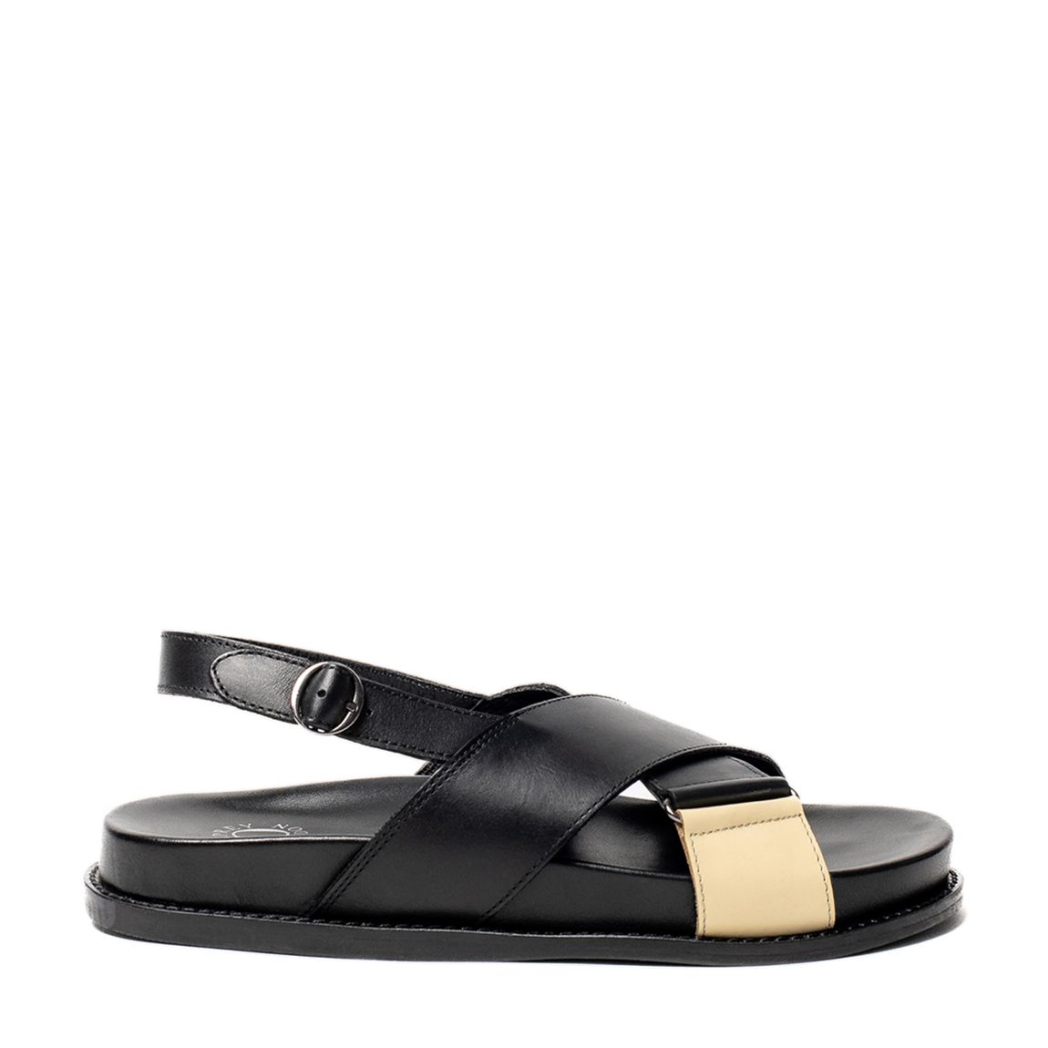 Black/Gold Fiji Crossover Flat Sandals main product photo