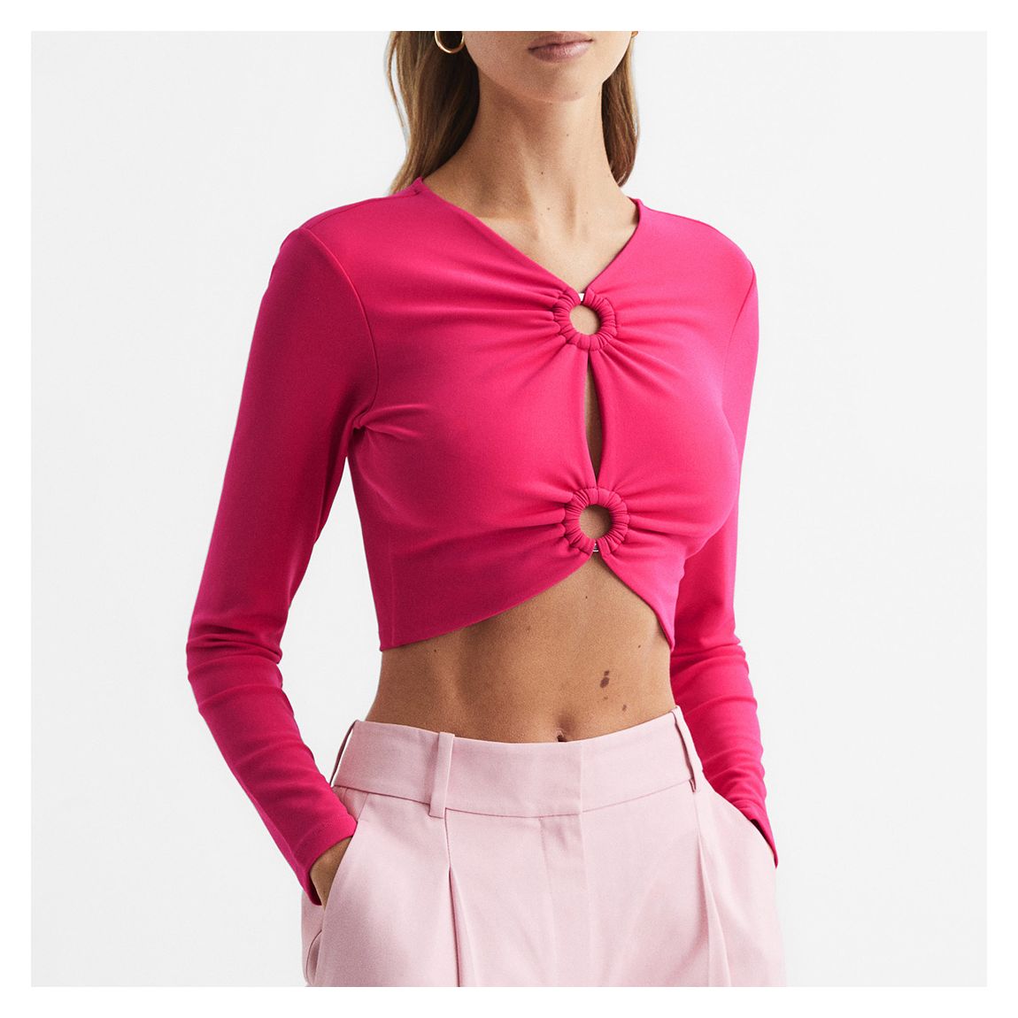 Pink Hannah Ring Front Cropped Top main product photo