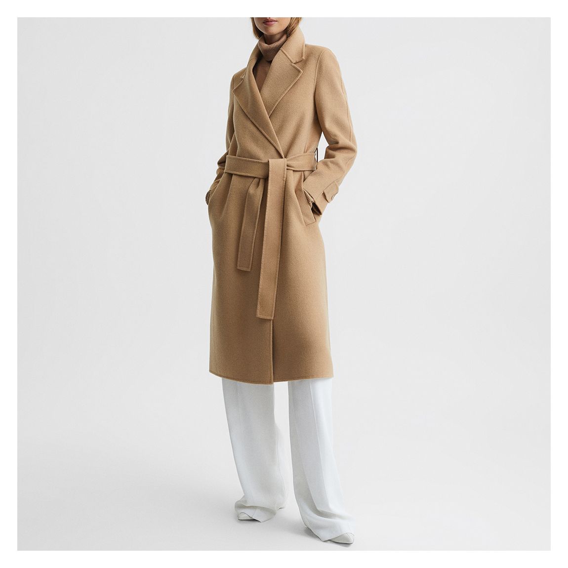 Camel Agnes Belted Wool Blend Coat main product photo