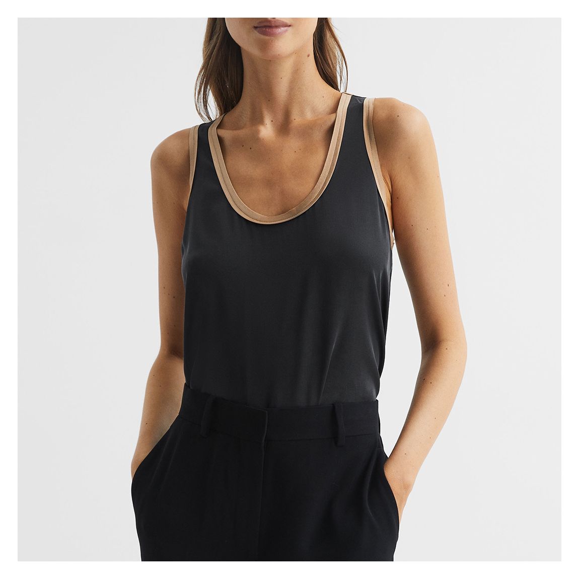 Charcoal Riley Colour Block Silk Blend Top main product photo