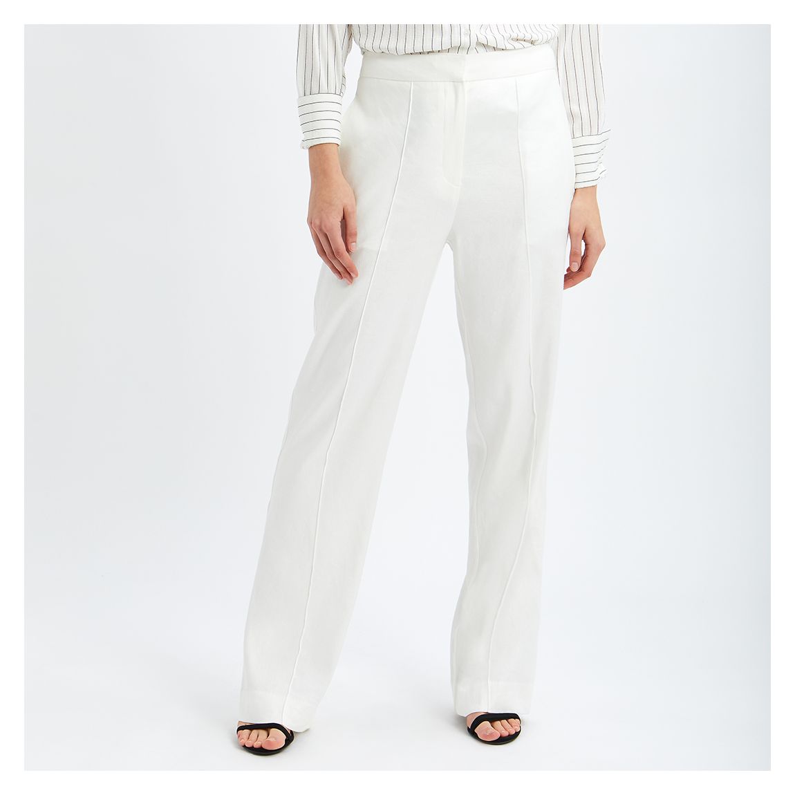 White Liana-Wide Leg Linen Trouser main product photo