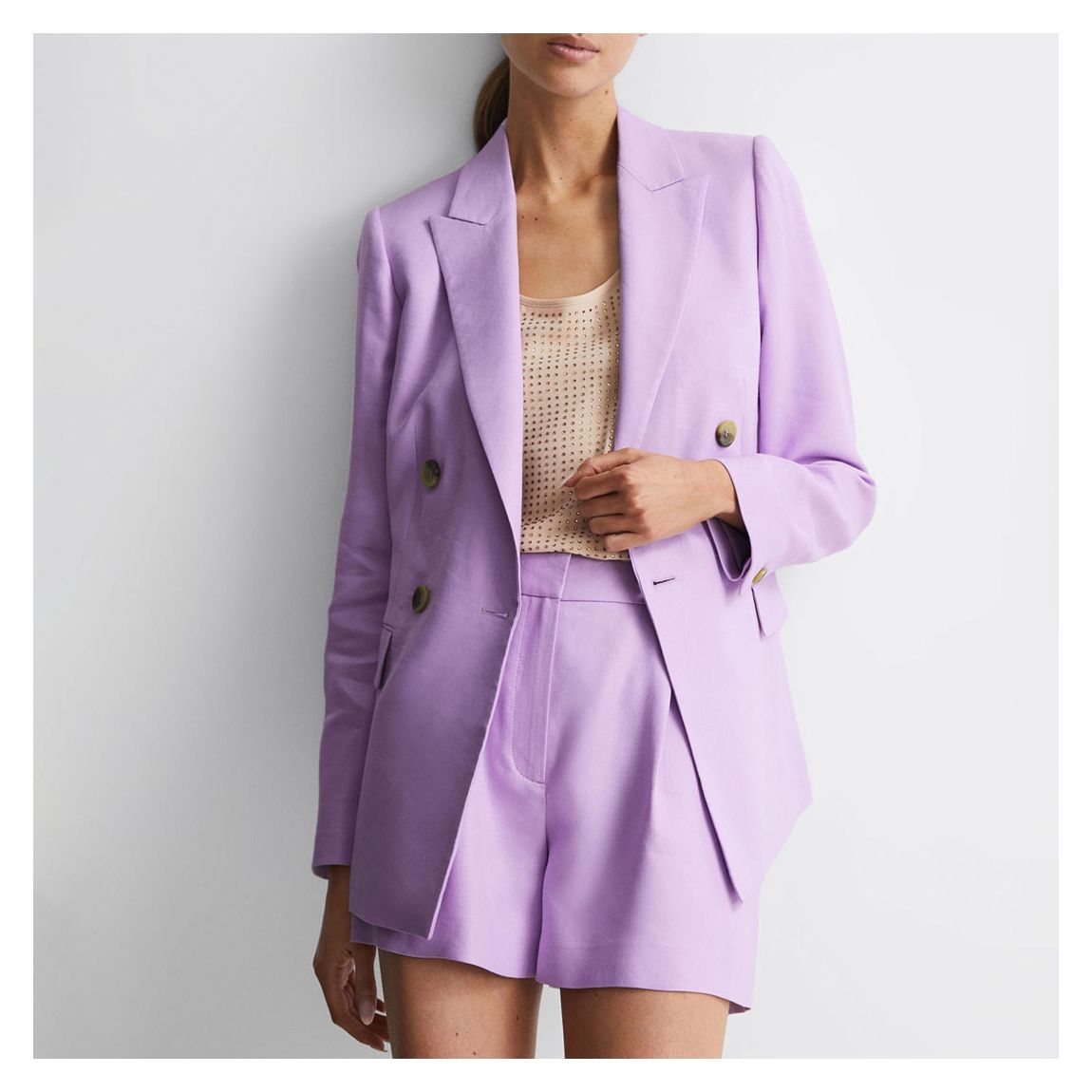 Lilac Hollie Double Breasted Linen Blend Blazer main product photo