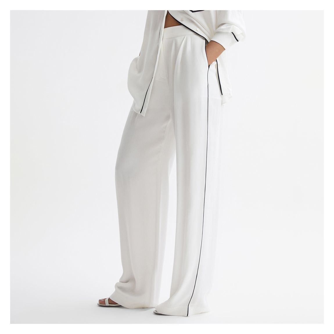 White Gina High Waisted Trousers main product photo