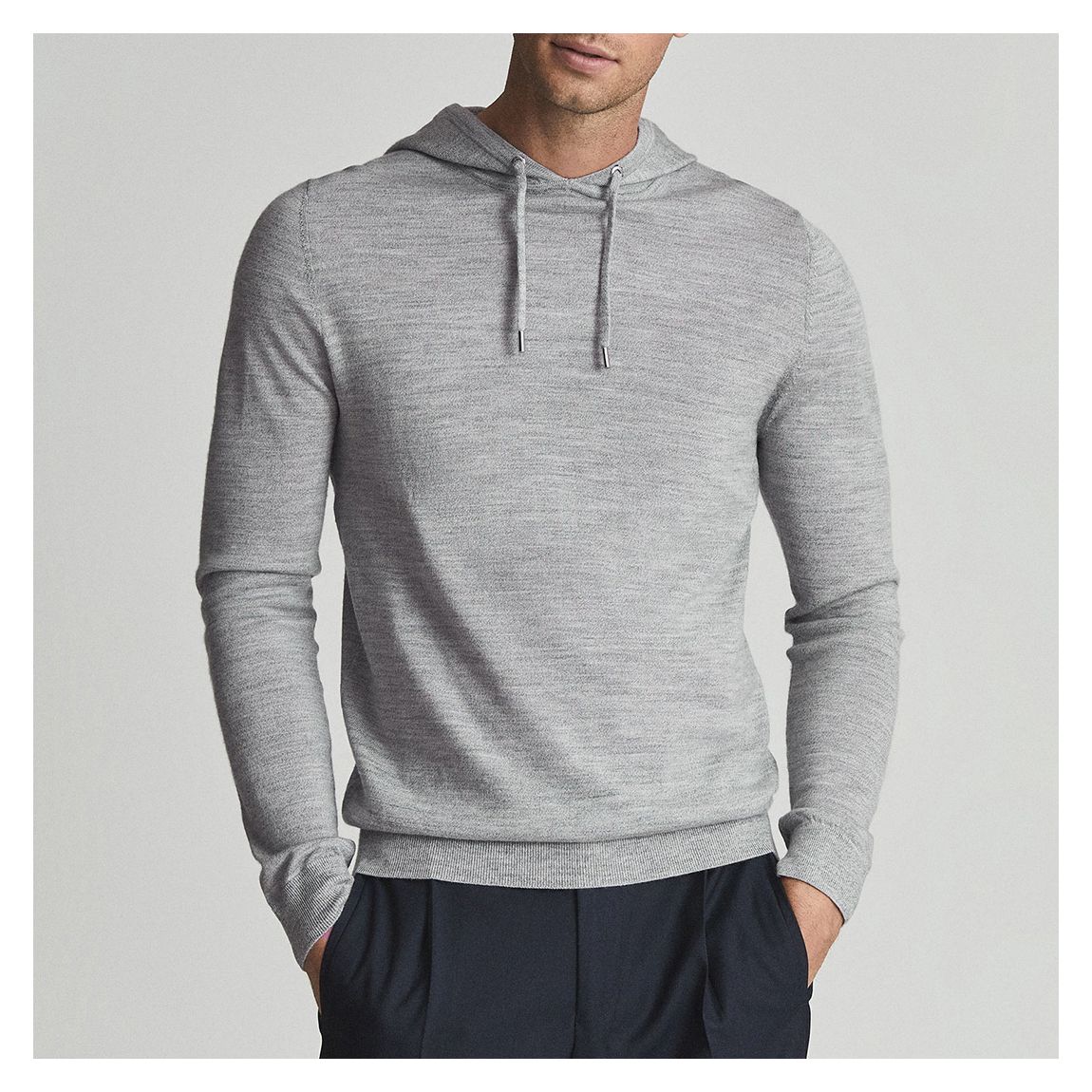 Soft Grey Holland Merino Wool Hoodie main product photo