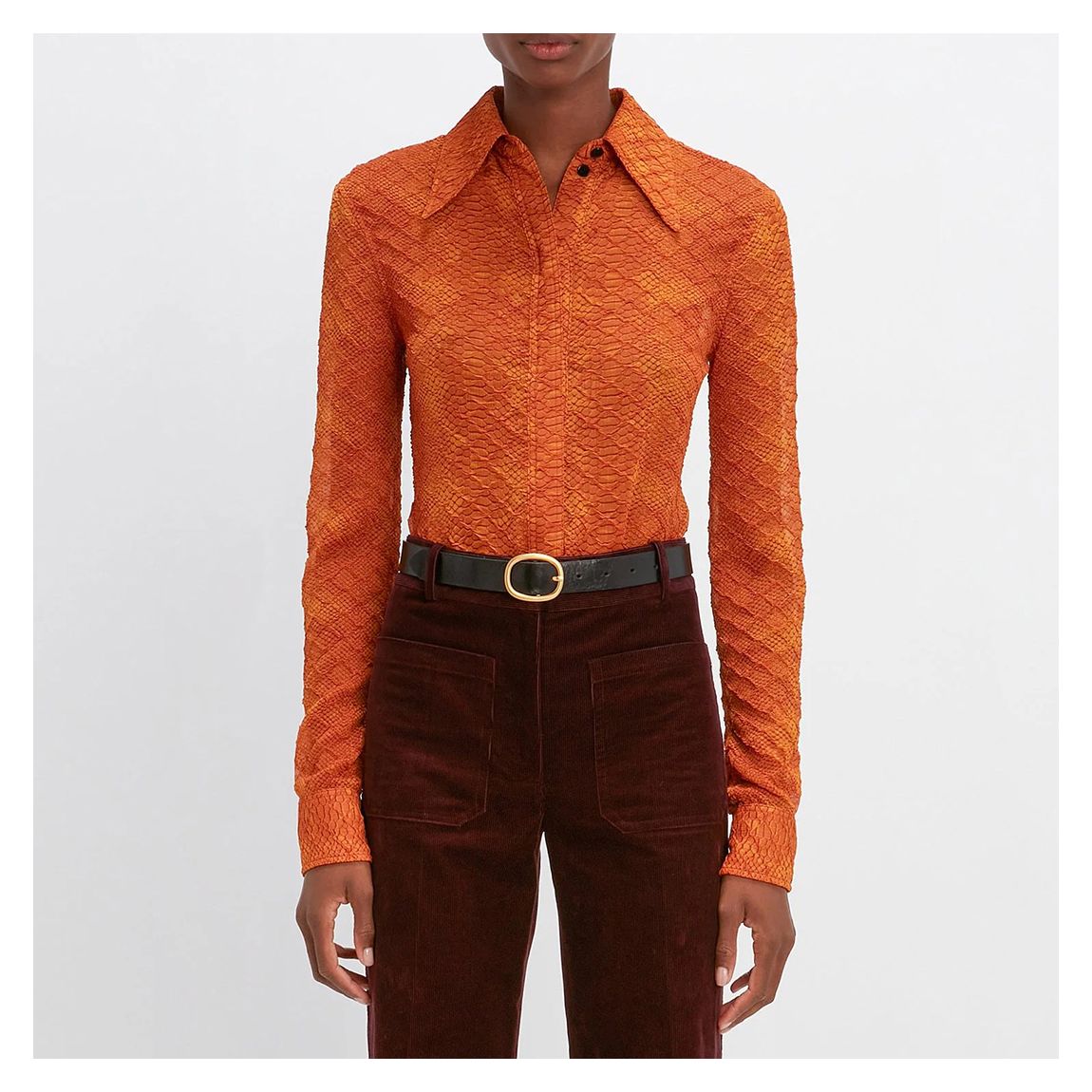 Orange Fitted Printed Blouse main product photo