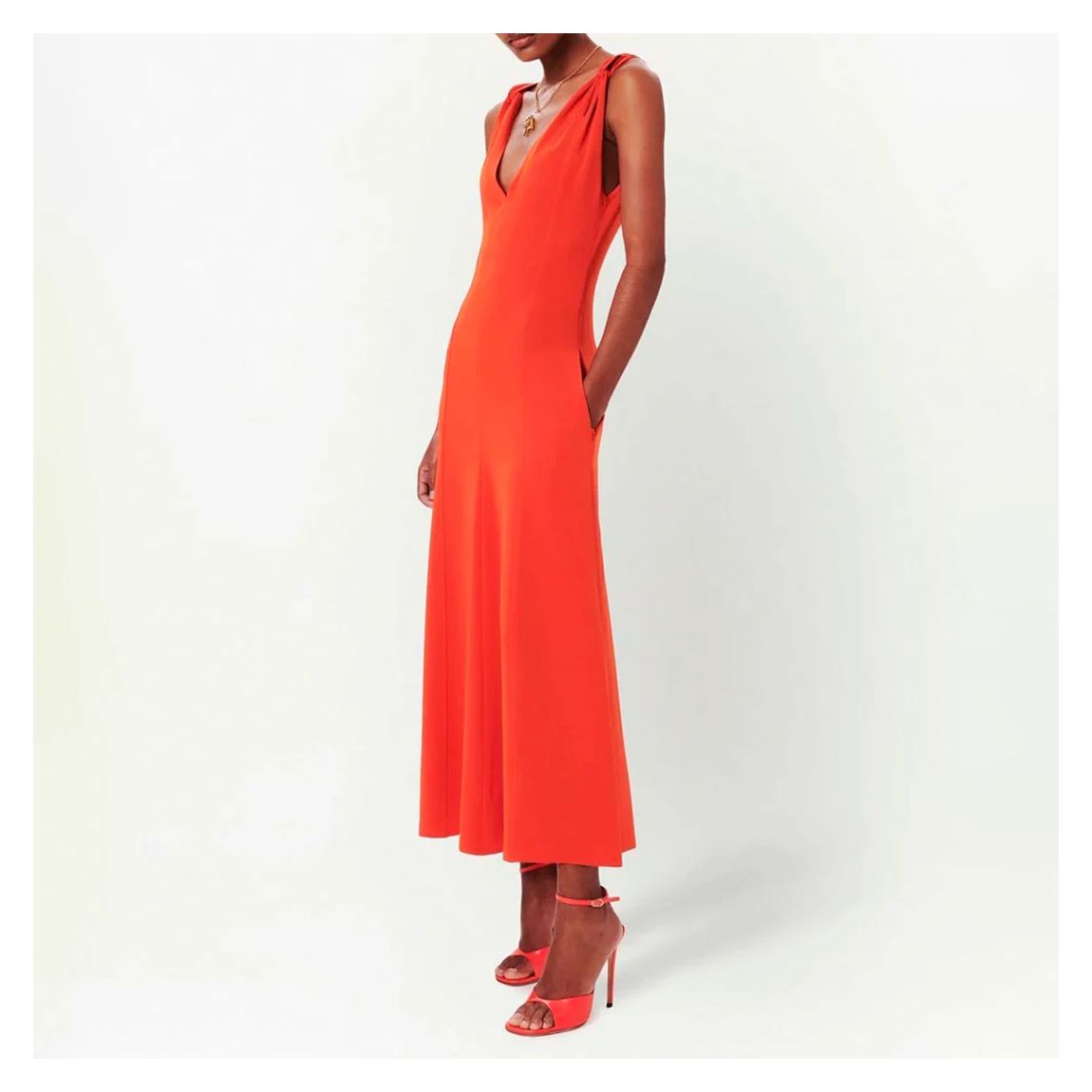 Orange Twist Shoulder Fit And Flare Dress main product photo
