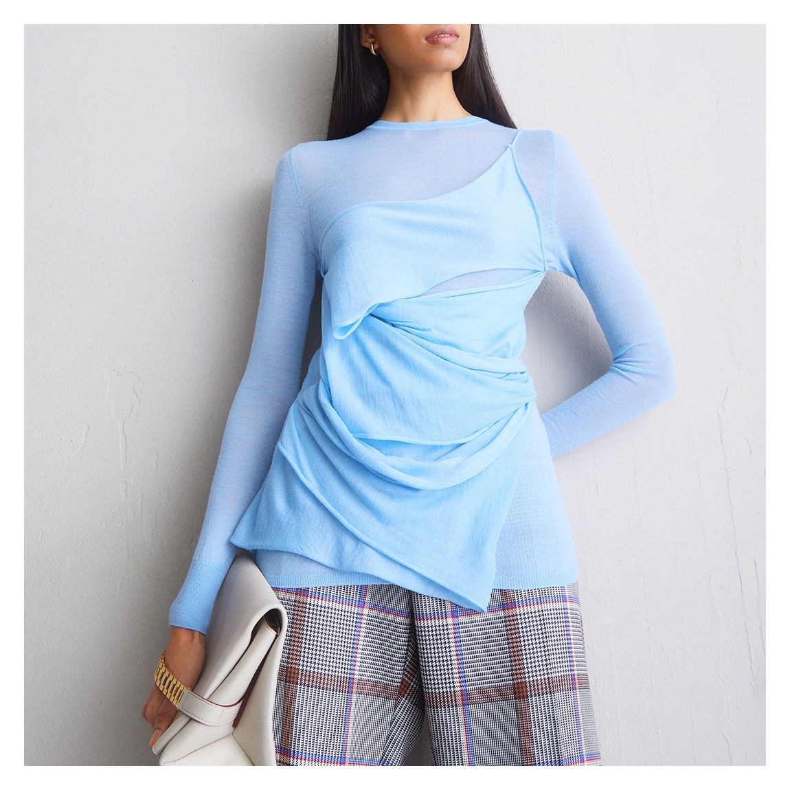 Light Blue Wrap Wool Top main product photo