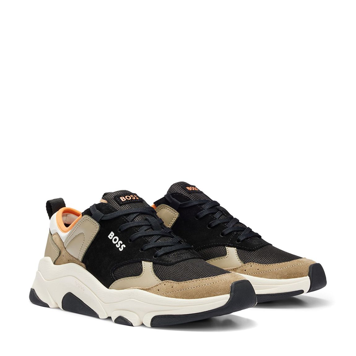Black/Brown Asher Run Leather Trainers main product photo