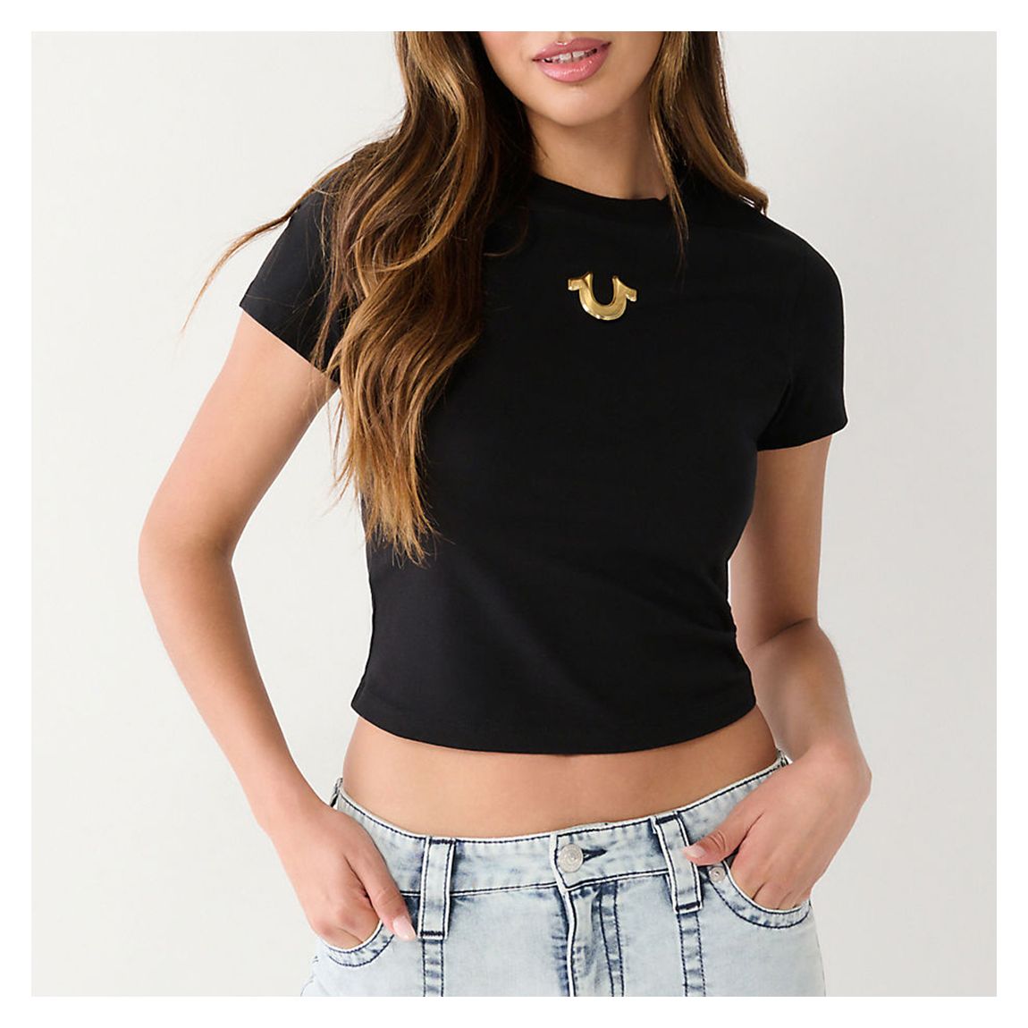 Black Metallic Cotton Blend T-Shirt main product photo