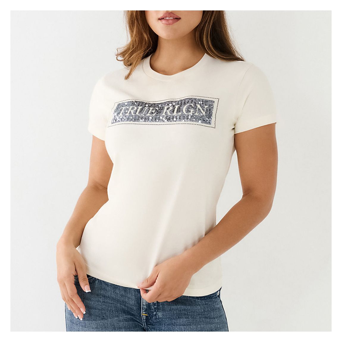 White Sequin Cotton T-Shirt main product photo