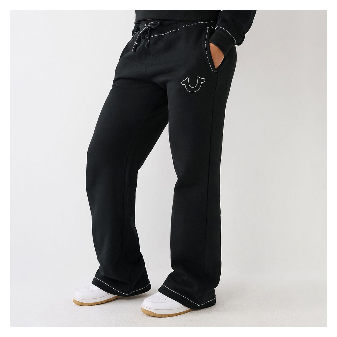 Black Straight Leg Cotton Blend Joggers main product photo