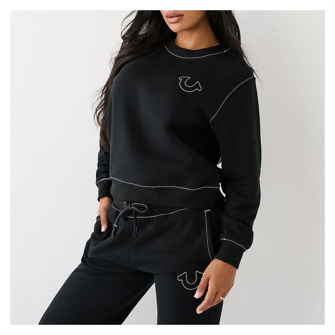Black Contrast Stitch Cotton Sweatshirt main product photo
