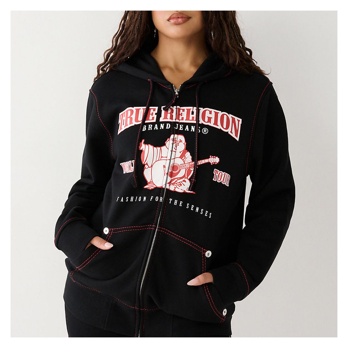 Black Large Logoo Cotton Blend Hoodie main product photo