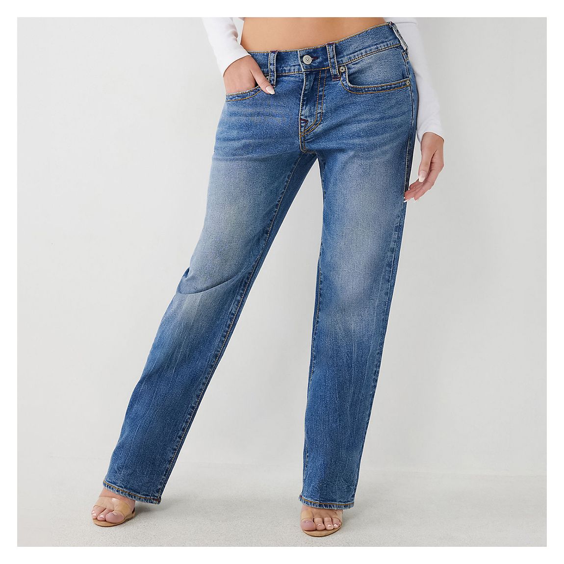Mid Blue Ricki Relaxed Straight Jeans main product photo