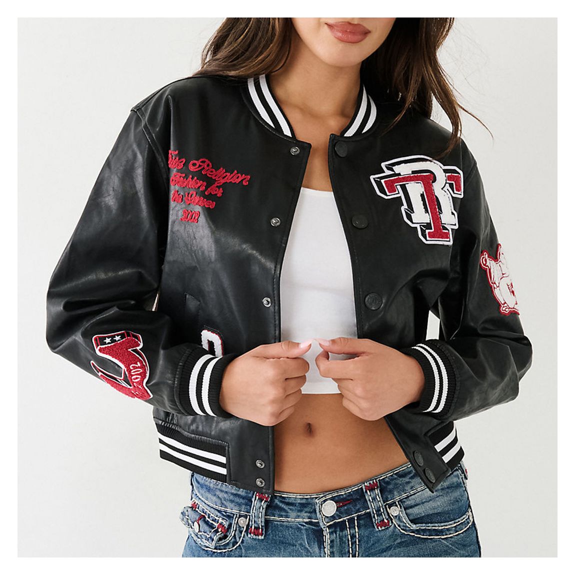 Black Varsity Wool Blend Bomber Jacket main product photo