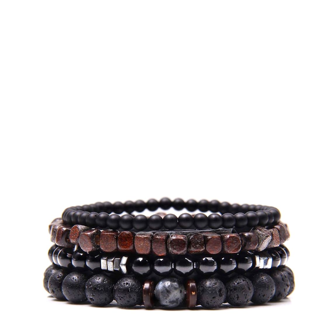Black & Brown Gemstone Bracelet Set main product photo