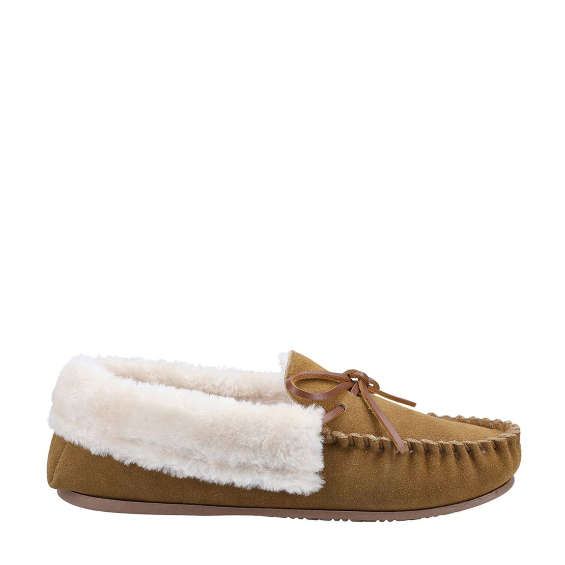Tan Sopworth Suede Moccasin Slippers main product photo