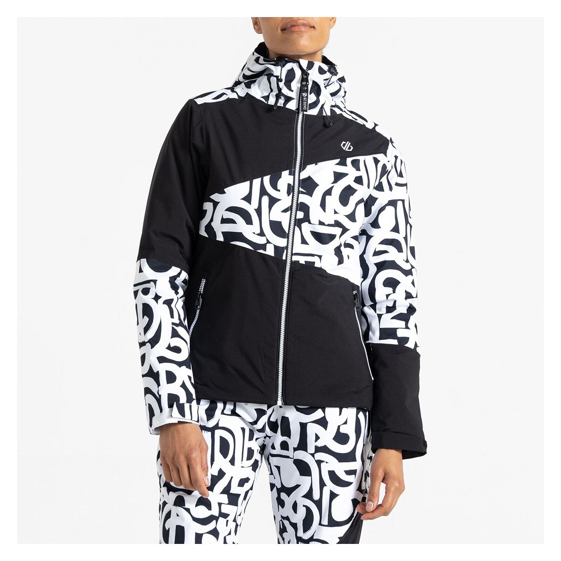 Black/White Ice Waterproof Ski Jacket main product photo