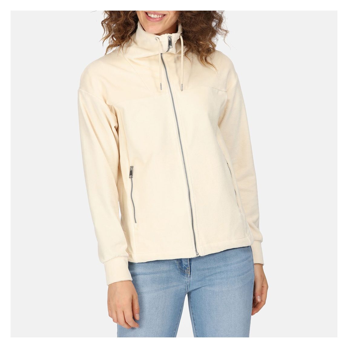 Cream Jessalyn Velour Full Zip Fleece main product photo