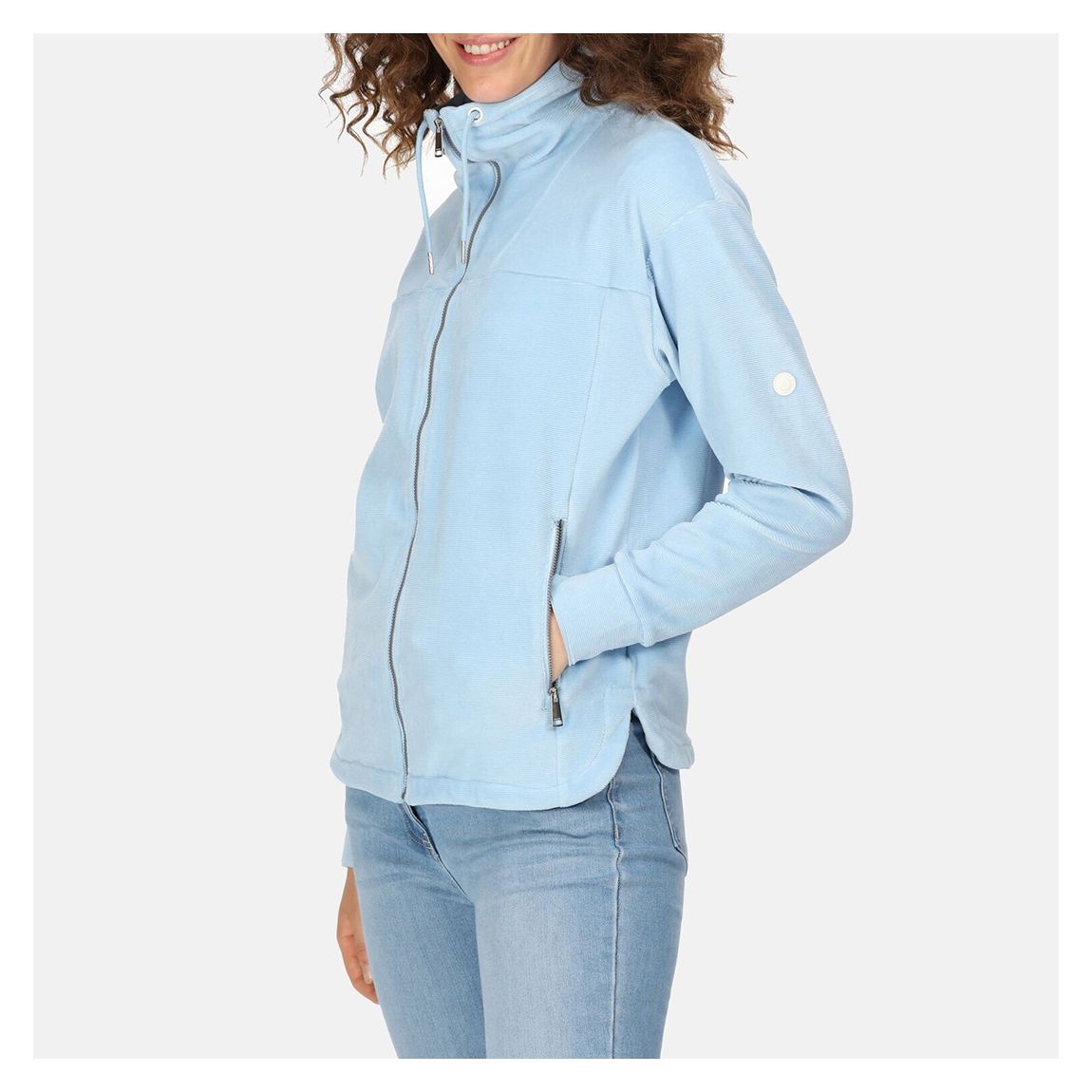 Light Blue Jessalyn Velour Full Zip Fleece main product photo