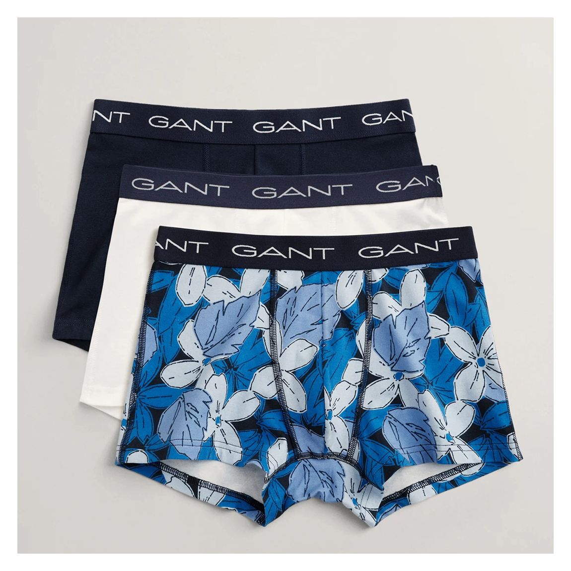 Blue 3 Pack Floral Print Cotton Blend Boxers main product photo