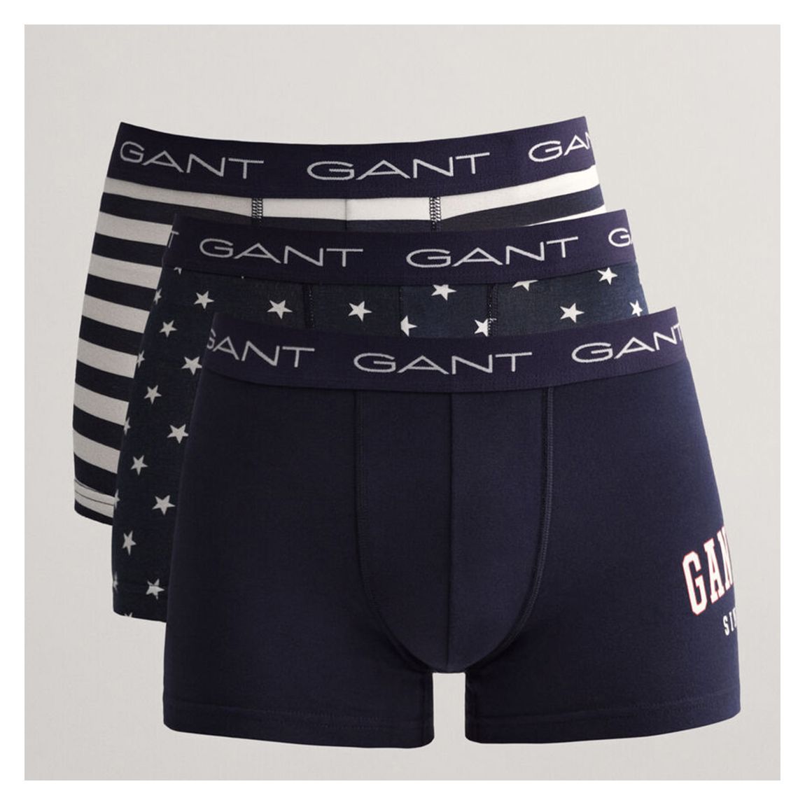 Navy 3 Pack Printed Cotton Blend Boxers main product photo