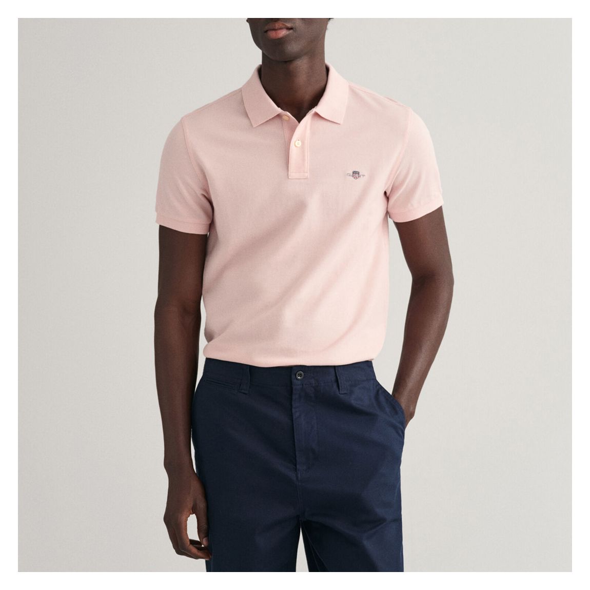 Pale Pink Slim Pique Cotton Polo Shirt main product photo