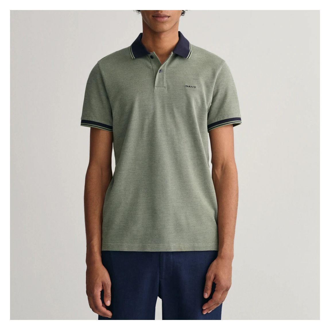 Sage Oxford Pique Cotton Polo Shirt main product photo